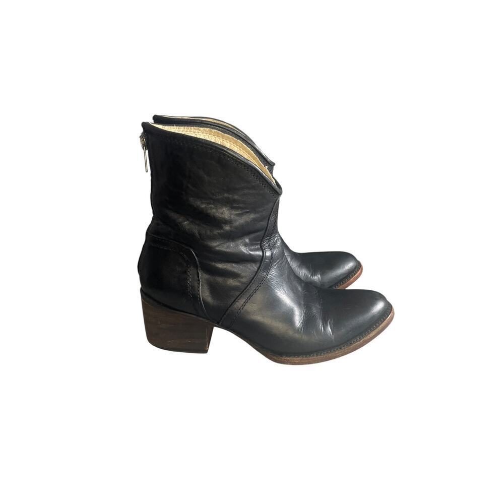 Freebird By Steven Women’s Peak Black Leather Western Ankle Boots Size-8